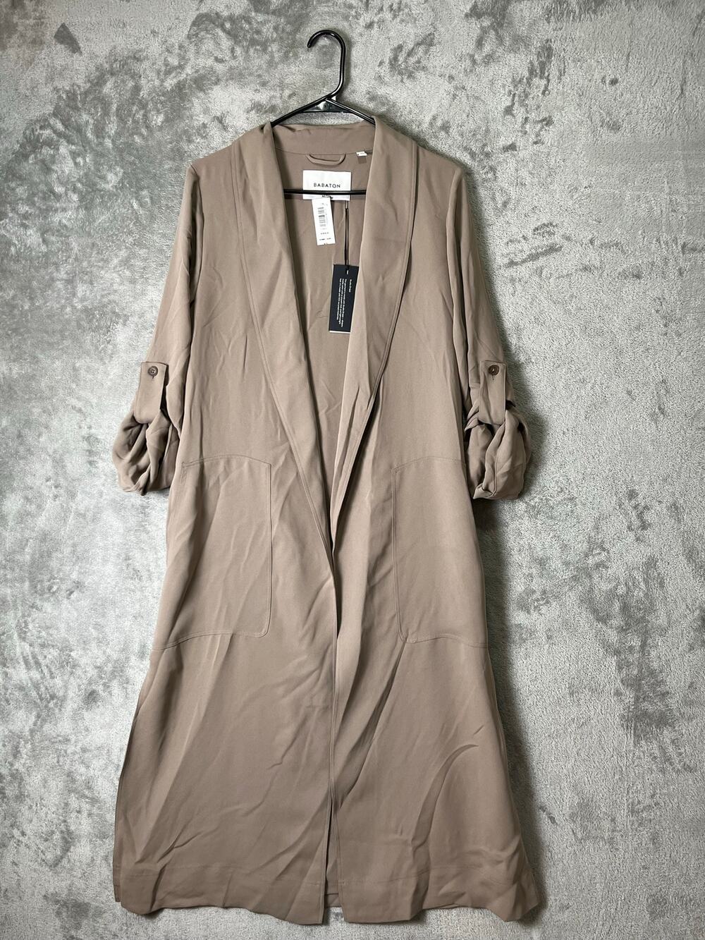 Babaton Aritzia Kahlo Robe Studio Drape Nomad Taupe Lightweight Trench XS New